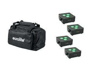 EUROLITE Set 4x AKKU IP Flat Light 3 sw + Soft-Bag