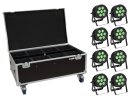 EUROLITE Set 8x LED IP PAR 7x8W QCL Spot + Case with wheels