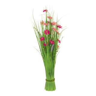 Bundle of grass with spring flowers out of plastic/artificial silk     Size: 70x30cm    Color: green/pink