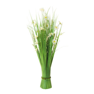 Bundle of grass with spring flowers out of plastic/artificial silk     Size: 70cm, Ø30cm    Color: green/white