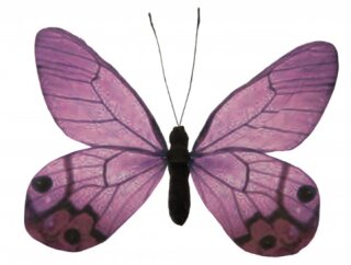 Butterfly out of paper/styrofoam, with wire for fastening     Size: 20x30cm    Color: purple