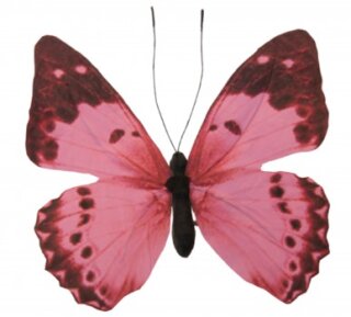 Butterfly out of paper/styrofoam, with wire for fastening     Size: 20x30cm    Color: pink