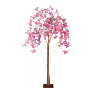 Cherry blossom tree stem made of hard cardboard, flowers, out of artificial silk     Size: 160cm, wooden foot: 20x20x4cm    Color: pink/brown