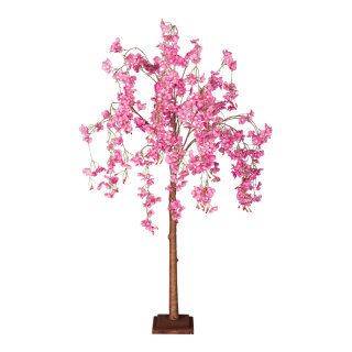 Kirschblütenbaum Stamm aus Hartpappe, Blüten, aus Kunstseide     Groesse: 120cm, Holzfuß:17x17x3,5cm    Farbe: pink/braun