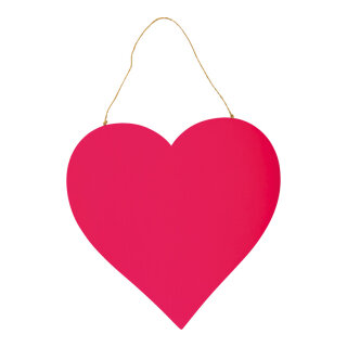 Herz mit Hänger aus Holz, flach, doppelseitig     Groesse: 30cm, Dicke: 5mm    Farbe: pink