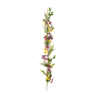 Garland with butterflies and flowers out of artificial/plastic, one sided, flexible     Size: 160cm    Color: purple/multicoloured