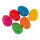 Easter eggs 6 Easter eggs, in polybag, out of styrofoam, colours: green,yellow,blue,red,orange,purple     Size: 6cm    Color: multicoloured