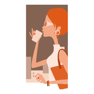 Motivdruck Coffee to go, Papier Größe: 180x90cm Farbe: braun/orange   #