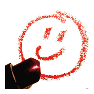 Motivdruck "Lippenstift Smiley" aus Stoff   Info: SCHWER ENTFLAMMBAR