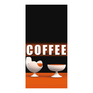 Banner "Coffee Lounge" fabric - Material:  - Color: black/brown/white - Size: 180x90cm