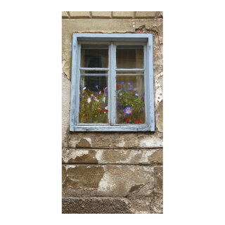 Motivdruck  "Blumenfenster", Papier, Größe: 180x90cm Farbe: beige   #