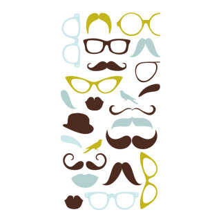 Banner "Moustaches" fabric - Material:  - Color: white - Size: 180x90cm