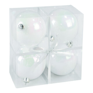 Christmas balls white iridescent 4pcs./blister - Material: iridescent plastic - Color: white/iridescent - Size: Ø 10cm