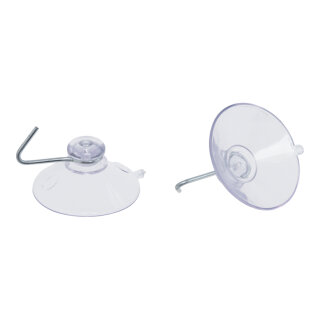 Saugnapf 100Stck./Btl., mit Metallhaken     Groesse: 40mm    Farbe: transparent
