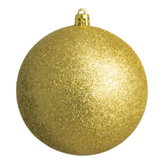 Weihnachtskugel-Kunststoff  Größe:Ø 10cm,  Farbe: gold glitter   Info: SCHWER ENTFLAMMBAR