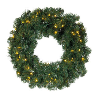 Noble fir wreath 150 tips 60 LEDs - Material: out of plastic - Color: green/warm white - Size: Ø 60cm