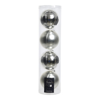 Set of 4 Christmas balls 2x shiny & 2x matt - Material:  - Color: silver - Size: Ø 10cm