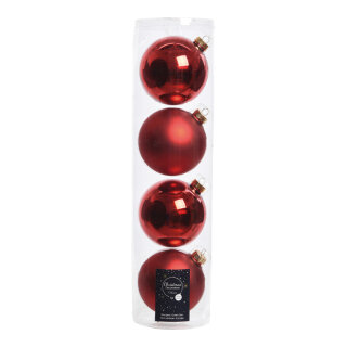 4 Weihnachtskugeln im Set, 2x glänzend, 2x matt, Größe: Ø 10cm Farbe: rot   #