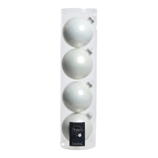 Set of 4 Christmas balls 2x shiny & 2x matt - Material:  - Color: white - Size: Ø 10cm