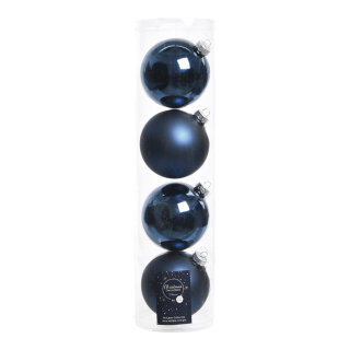 Set of 4 Christmas balls 2x shiny & 2x matt - Material:  - Color: dark blue - Size: Ø 10cm