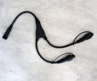 LED Splitter Kabel 2 Anschlüsse, Splitter Kabel aus Gummi für Lichterketten, IP44, für Innen- & Außenbereich, ohne Stecker     Groesse: 40cm    Farbe: schwarz