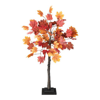 Ahornbaum Blätter aus Kunstseide,Stamm aus Hartpappe     Groesse: 90cm, Holzfuß: 15x15x2,5cm    Farbe: braun/rot