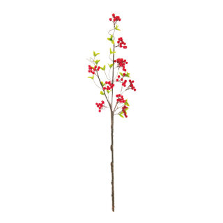 Beerenzweig aus Kunststoff, biegsam     Groesse: 100cm, Stiel: 50cm    Farbe: rot