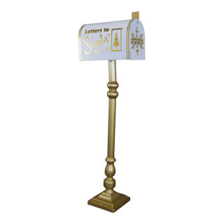Briefkasten aus Metall, »Letters to Santa«     Groesse: 105cm    Farbe: weiß/gold