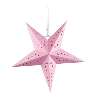 Faltstern 5-zackig, aus Pappe, mit Lochmuster, Hänger     Groesse: Ø 40cm    Farbe: pink
