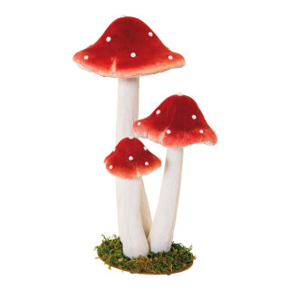 Group of fly agaric 3-fold - Material: out of styrofoam - Color: red/white - Size: 25x17x35cm