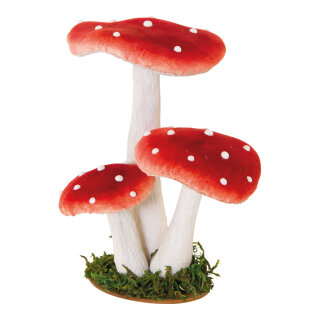 Fliegenpilz-Gruppe 3-fach, aus Styropor     Groesse: 17x14x20cm    Farbe: rot/weiß