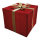 Geschenkbox aus Aluminium/Polyester, faltbar, beglittert, mit Hänger     Groesse:100x100x84cm    Farbe:rot/gold