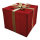 Geschenkbox aus Aluminium/Polyester, faltbar, beglittert, mit Hänger     Groesse: 100x100x84cm    Farbe: rot/gold