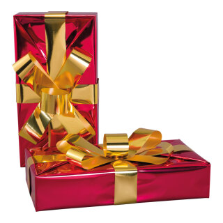 Geschenkpäckchen aus Styropor, mit Folienschleife     Groesse: 40x20x8cm    Farbe: rot/gold