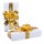 Geschenkpäckchen aus Styropor, mit Folienschleife     Groesse:25x12x5cm    Farbe:weiß/gold