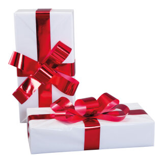 Geschenkpäckchen aus Styropor, mit Folienschleife     Groesse: 25x12x5cm    Farbe: weiß/rot