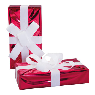 Geschenkpäckchen aus Styropor, mit Folienschleife     Groesse: 25x12x5cm    Farbe: rot/weiß
