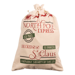 Jute-Geschenksack North Pole Express, bedruckt     Groesse:80x50cm    Farbe:naturfarben