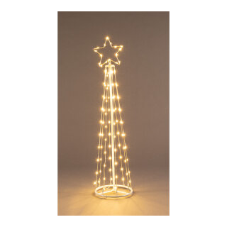 Kegel mit 96 LEDs, aus Metall, mit Kunststoffüberzug, 3m Zuleitung, Standlicht + 8 Programme, mit Memory-Funktion     Groesse: 120cm    Farbe: weiß/warm weiß