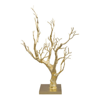Korallenbaum aus Holz/Kunststoff     Groesse: 45cm, Holzfuß: 12x12x1,5cm    Farbe: gold