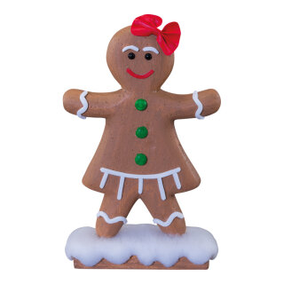 Lebkuchenfigur »Mädchen« aus Styropor/Wolle, selbststehend     Groesse: 31x19x6,5cm    Farbe: braun/weiß