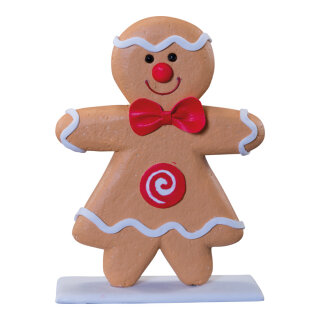 Lebkuchenfigur »Mädchen« aus Styropor/Wolle, mit Fliege, selbststehend     Groesse: 20x15,5x4,6cm    Farbe: braun/weiß