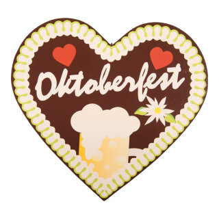 Lebkuchenherz »Oktoberfest« aus Styropor, doppelseitig, mit Aufhängeöse     Groesse: 54x50x5cm    Farbe: braun/bunt