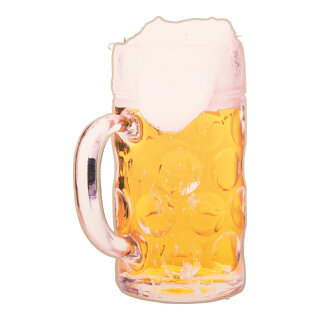 Maßkrug aus Styropor, doppelseitig, mit 2 Aufhängeösen     Groesse: 40x24x4cm    Farbe: gelb/weiß