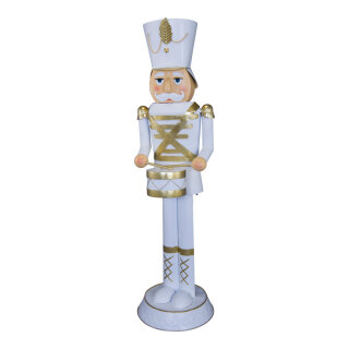 Nutcracker with drum  - Material: out of metal - Color: white/gold - Size: 127cm