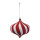 Ornament aus Kunststoff, zwiebelförmig, beglittert, mit Hänger     Groesse:Ø 10cm    Farbe:rot/weiß
