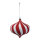 Ornament aus Kunststoff, zwiebelförmig, beglittert, mit Hänger     Groesse: Ø 10cm    Farbe: rot/weiß