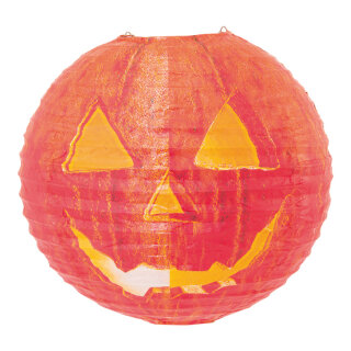 Papierlampion mit Kürbisgesicht, faltbar     Groesse: Ø 30cm    Farbe: orange