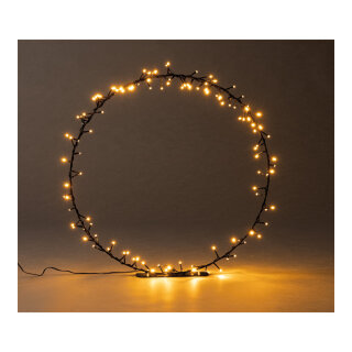 Ring 120 LEDs, aus Metall, mit Kunststoffüberzug, IP44 Transformer     Groesse: 55cm, Metallfuß: 20x5cm    Farbe: schwarz/warm weiß