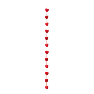 Velvet heart garland 12-fold, out of velvet/styrofoam, with hanger     Size: 180cm, heart: 6cm    Color: red